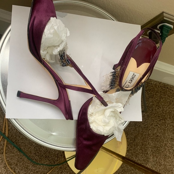 VINTAGE MAROON JIMMY CHOO PUMPS pointed toe kitten heels - Picture 2 of 2